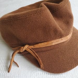 ATHLETA | Cabby Wool Blend Cap Leather Detail | Chestnut Brown | O/S